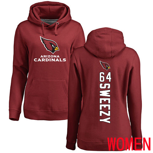 Arizona Cardinals Maroon Women J.R. Sweezy Backer NFL Football 64 Pullover Hoodie Sweatshirts